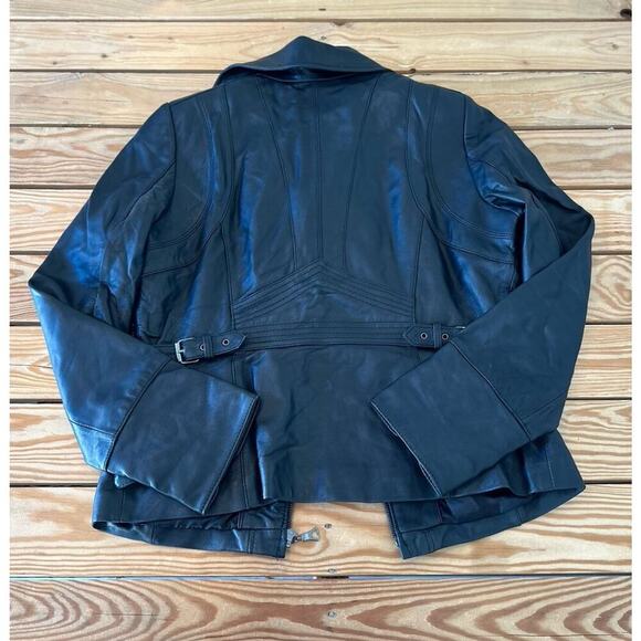 A New Approach Zip Pocket Lamb Skin Jacket Size Medium Women’s Black Full Zip - Picture 2 of 8